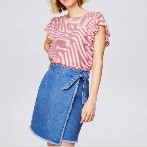 LOFT Dresses & Skirts - LOFT Denim Wrap-Around A-line Skirt